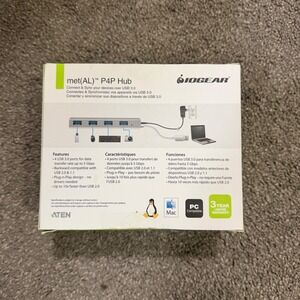 IO Gear metAL P4P‎ Hub USB 3.0 4 Port Data Transfer Power Adapter BC